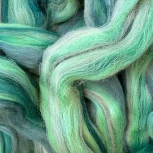 Close-up of green and gray fibers